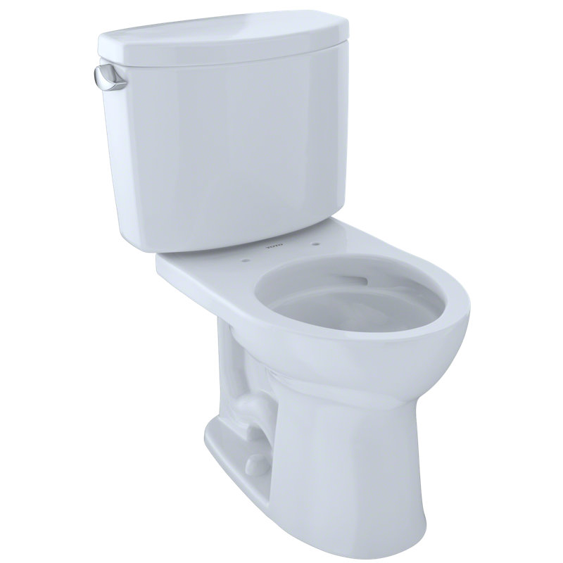 TOTO® Drake® II Two-Piece Round 1.28 GPF Universal Height Toilet with CEFIONTECT, Cotton White, Cotton White, Left Hand Lever