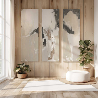 Mosaïque monochrome v2 | Impression sur toile 3 panneaux | Dimensions combinées: 48 po x 48 po
