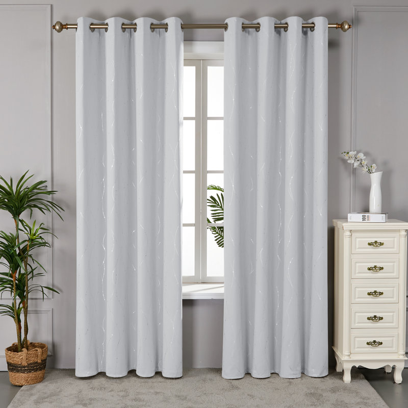 Cohmer Room Darkening Curtain Pair, 42" W x 95" L, Grayish White