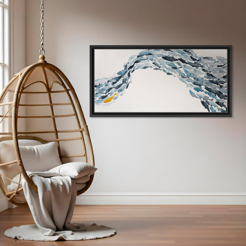 Goldfish par Norman Wyatt Jr. - peinture à cadre flottant, H 18 po x l 36 po x P 1,5 po