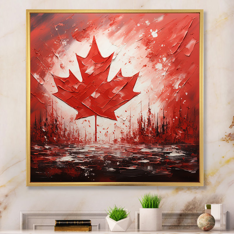Drapeau Berley drapeau canadien I - impression, H 30 po x l 30 po x P 1 po, Cadre flottant doré