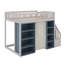 Lit mezzanine double avec armoires et rideau