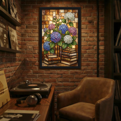 Plants & Flowers Stained Glass Flowers Books Stack Art