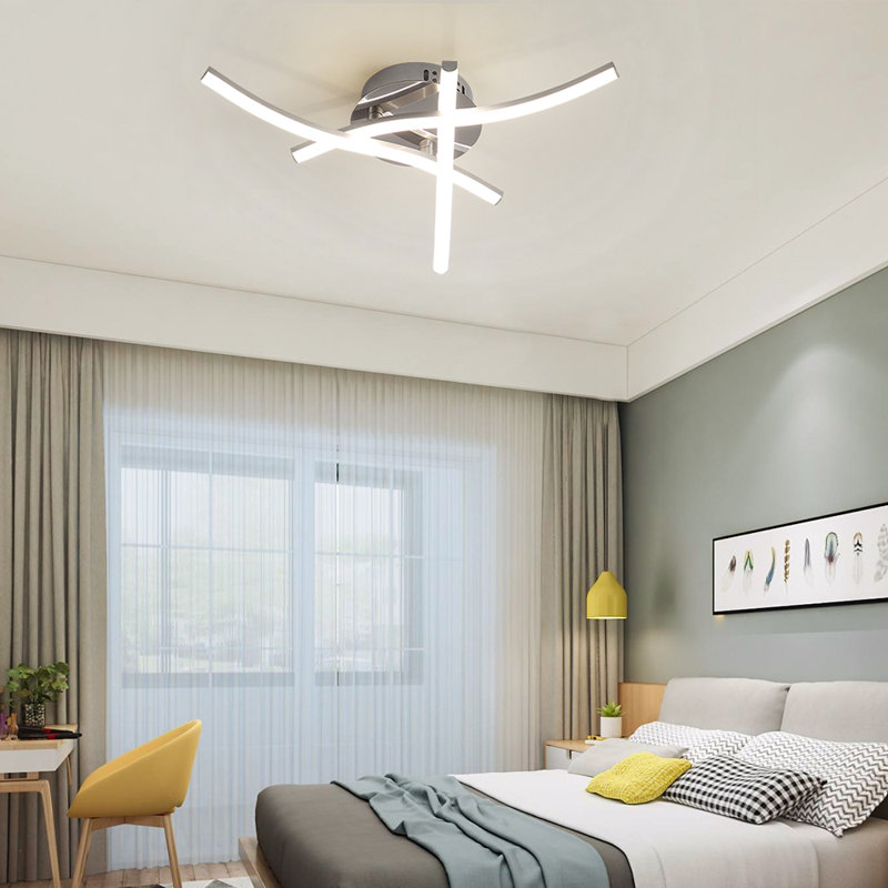 Julia Curved LED Ceiling Lights Fixture, 3 Built-In LED Boards, 18W 1800 Lumen, Neutral White Light 4000K, 4000K