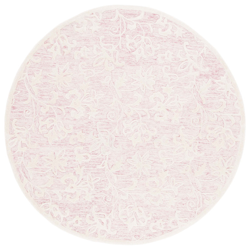 Metro Hand Tufted Wool And Cotton With Latex Floral Rug, Round 8'