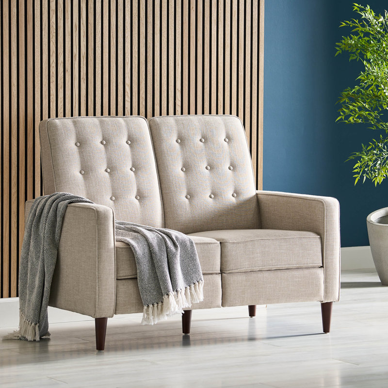 Annchen 48.75'' Upholstered Reclining Loveseat, Wheat 100% Polyester