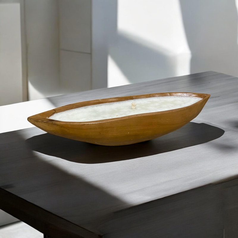 Unscented Novelty Candle with Solid Wood Holder