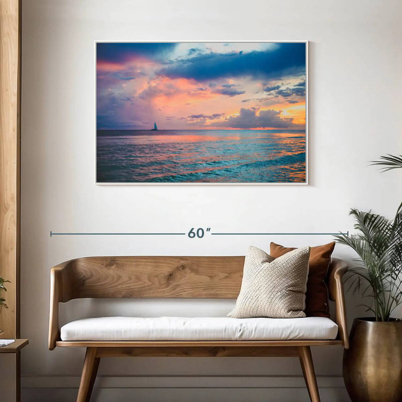 Coucher de soleil au Panama, Cadre flottant blanc, 43 po x 29 po