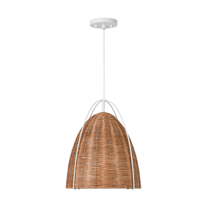 Norman 1 - Light Pendant, 83" H x 13.375" W x 13.375" D, White/Brown