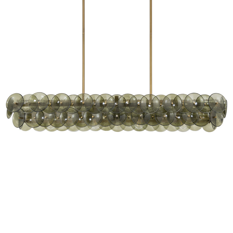 Loren-Linear Pendant, Weathered Brass/Green Vintage