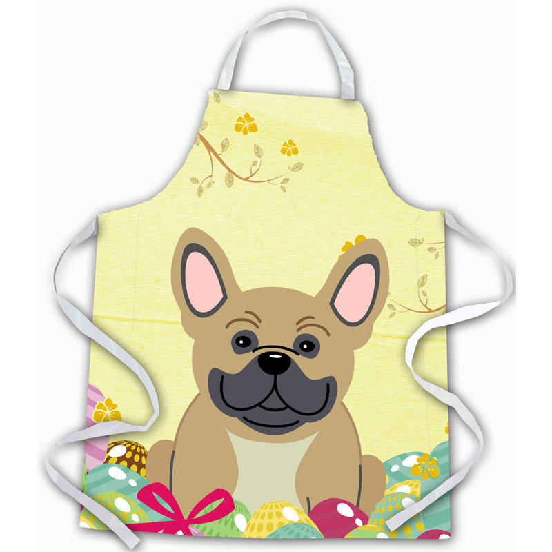 Tablier œufs de pâques, Jaune / Brun, Bouledogue français