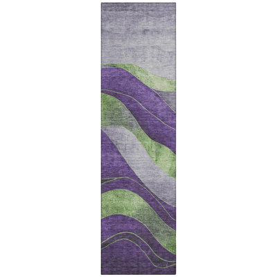 Machine Washable Indoor/Outdoor Xhevrie Purple Rug