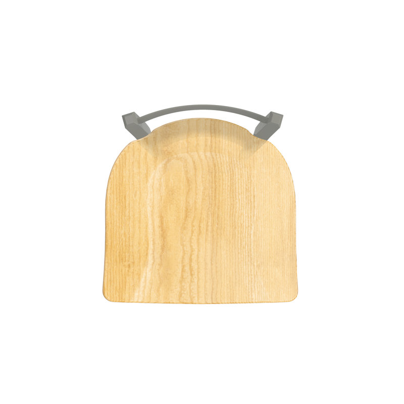 Tabouret de coiffeuse en métal Catalina, Nickel anodisé, Bois - chêne naturel