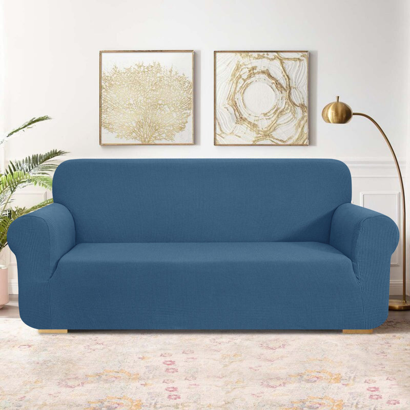 Box Cushion Slipcover, 104cm H x 235cm W x 107cm D, Denim Blue