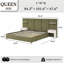 Lit plateforme haut tapissier avec tables de chevet, tiroirs et tablettes flottantes, grand, velours vert-1201298467-1201298465