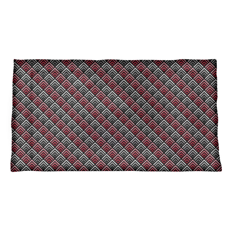 Taie décorative Katelyn Elizabeth, Polyester, Simple standard, Rouge / anthracite / blanc