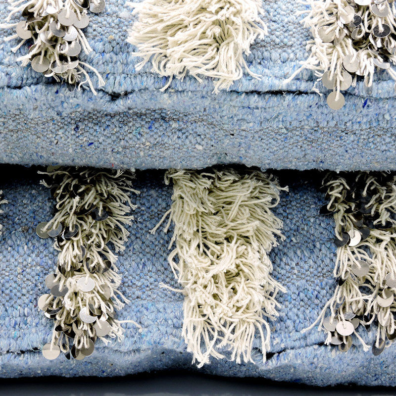 Wool Rectangular Pillow Cover, Sky Blue/White, 17" x 22"