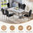  U-Shape Pedestal Dining Set, Faux Marble Tabletop and Petal-Shaped PU Upholstered Chairs-1065552981-1065552980-1065552984
