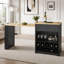 Table de comptoir extensible avec roues, table de bar avec prise de courant intégrée, armoire à vin de ferme avec tiroirs double-face, convient-133652464