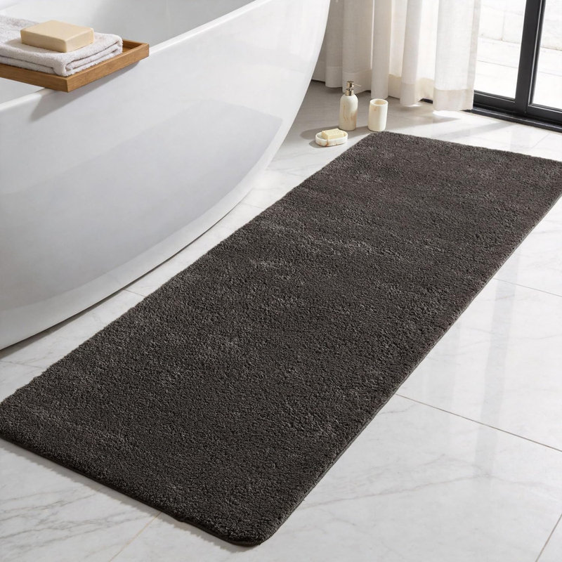 Tapis de salle de bain, tapis de bain long ultra doux, tapis de salle de bain ultra-absorbant à séchage rapide 24 x 72, gris foncé 24 po x 72 po