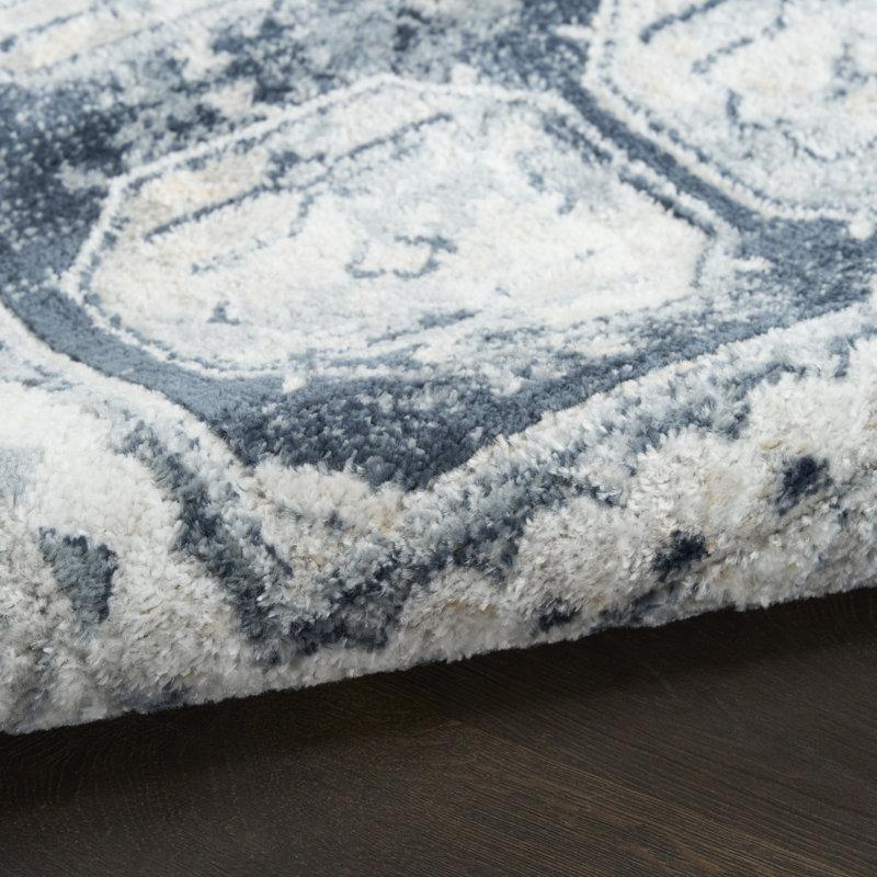 Lafever 5'3" x 7' Grey Navy Vintage Indoor Rug, Rectangle 5'3" x 7'