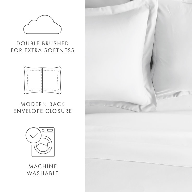 White Hypoallergenic Microfiber Standard/Queen Pillow Shams Set