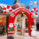 Arche de Noël gonflable avec lumières DEL 10,8 pi avec père Noël et bonhomme de neige sur les côtés
