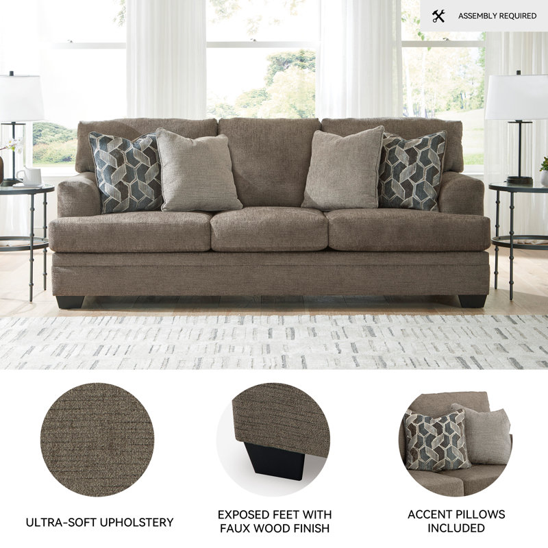 Fiarvale Upholstered 92'' Sofa, Brown 100% Polyester