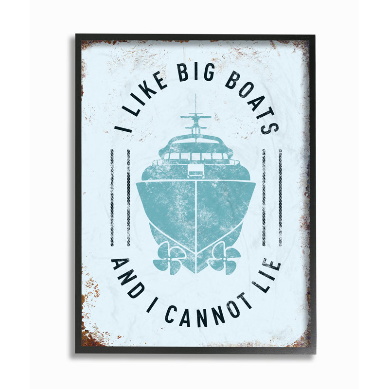 «I Like Big Boat», impression, H 14 po x l 11 po, Giclée encadrée noir minuit