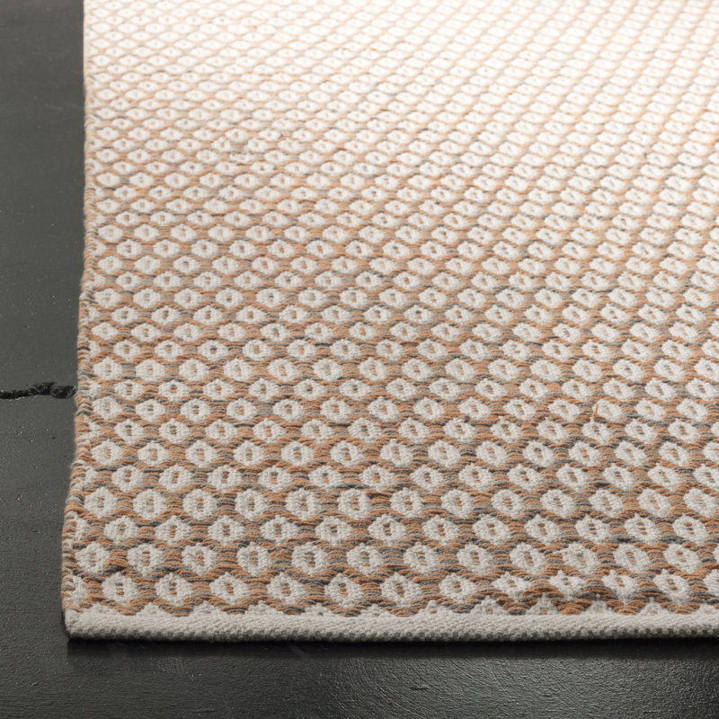 Tapis orange / ivoire en coton tissé à plat Modena, Rectangle 8 pi x 10 pi