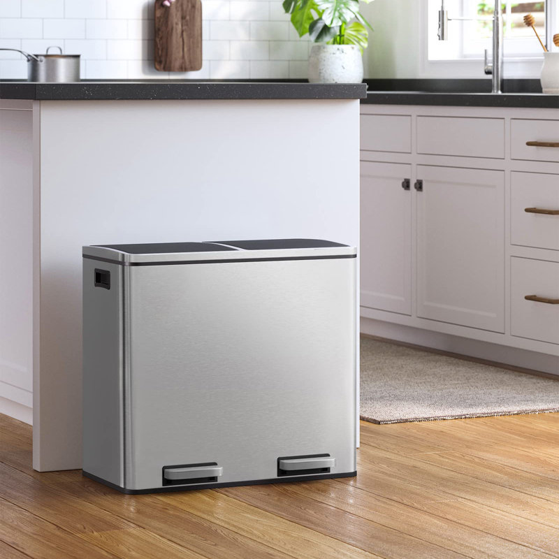 Steel Step On Kitchen Trash Can - 12.6 Gallons