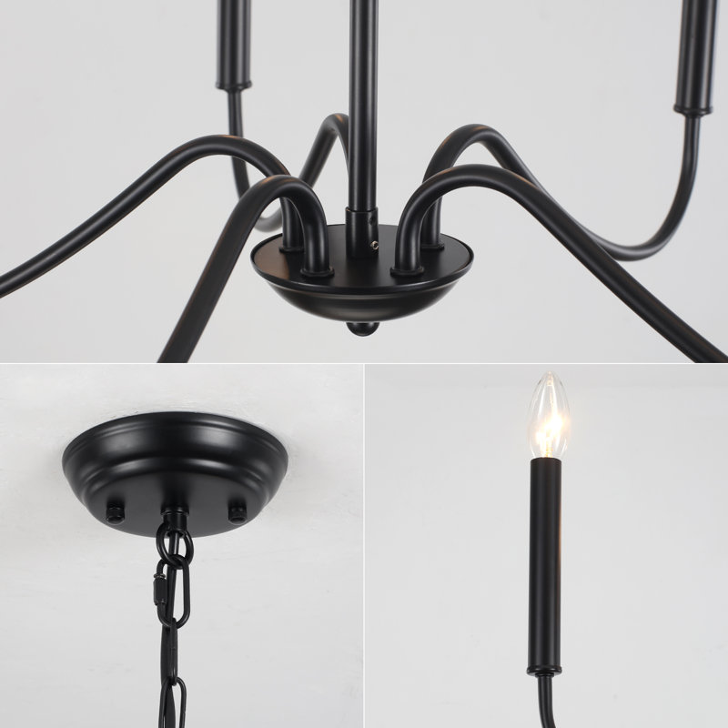Jeneanne 6-Light Candle Style Classic Chandelier, Black, 6 Lights