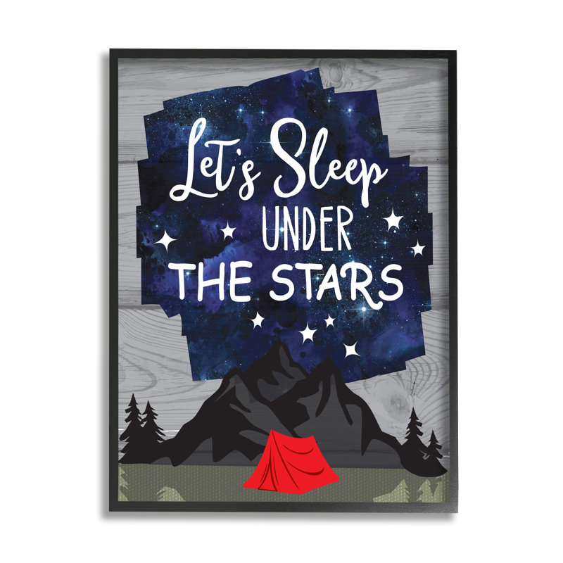 «Sleep Under the Stars Mountain», L 16 po x H 20 po, Giclée encadrée noir minuit