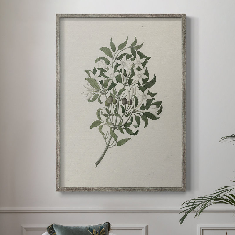 Impression florale vintage encadrée CXLII - bois massif, H 11 po x l 9 po
