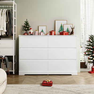 6 Drawer 47.2" W Wood Double Dresser
