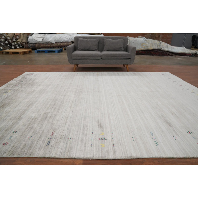 Tapis de style Gabbeh Minimalist Elegance 9 x 12 avec bordures artistiques