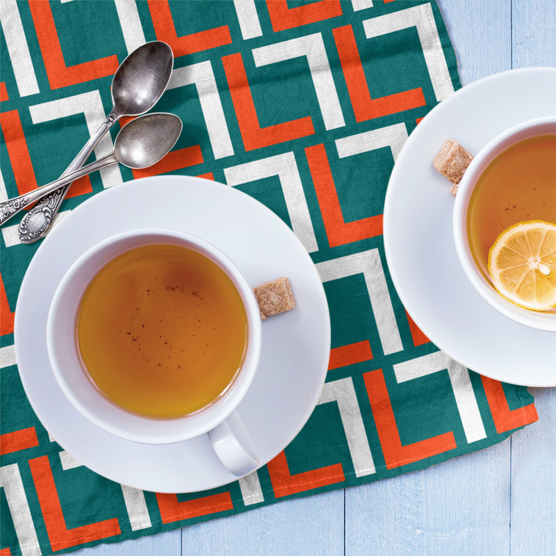 Toeterville Tea Towel Kitchen Towel, Polyester, Orange/White/Aqua