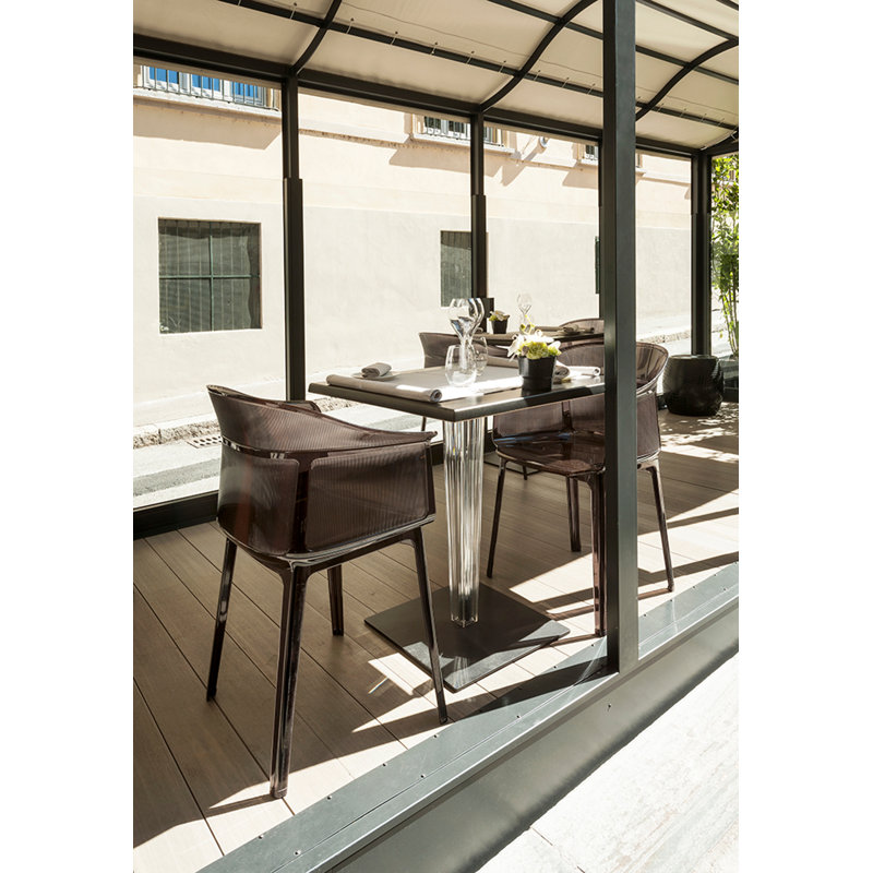 TopTop Coffee Table, Aluminum Melamine, 28.5" H x 28" L x 28" W, Chrome/Dark Gray