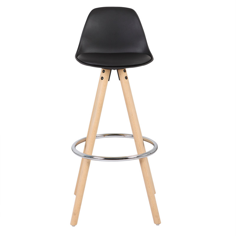 Ayala Upholstered Counter Stool with Solid Wood Frame, Black