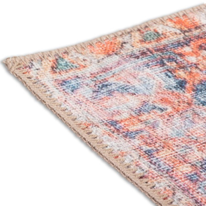 Tapis rouge et bleu Aura, Rectangulaire 3 pi x 5 pi