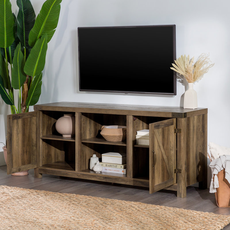 Meuble télé pour téléviseur de 65 po ou moins Taneysha, Bois de grange récupéré