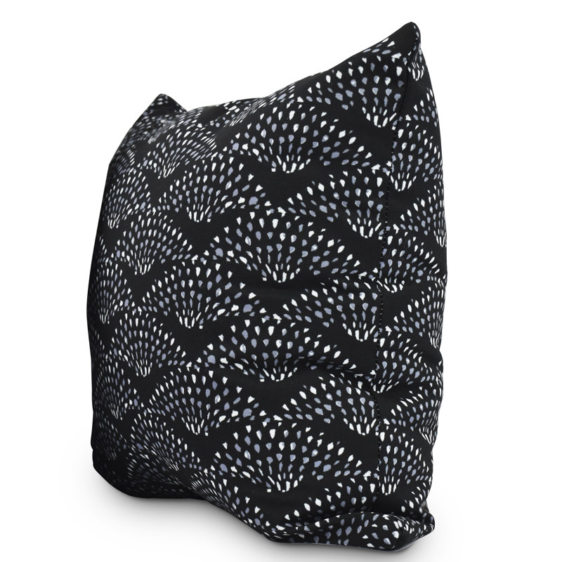 Fickle Florals Outdoor Square Pillow Cover & Insert, Black, 18" H x 18" W