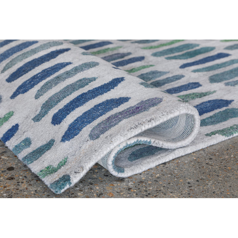 Cayo Hand Tufted PET Indoor/Outdoor Rug in Natural/Green/Blue, Rectangle 9' x 13'