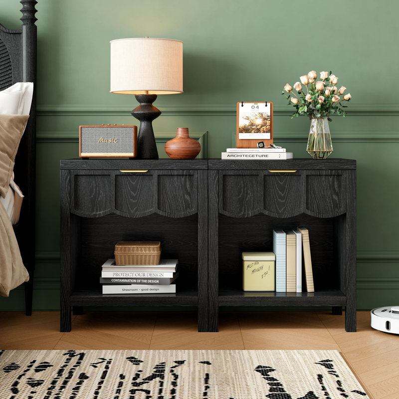 24.02" Tall 1 - Drawer Nightstand (set Of 2), Black