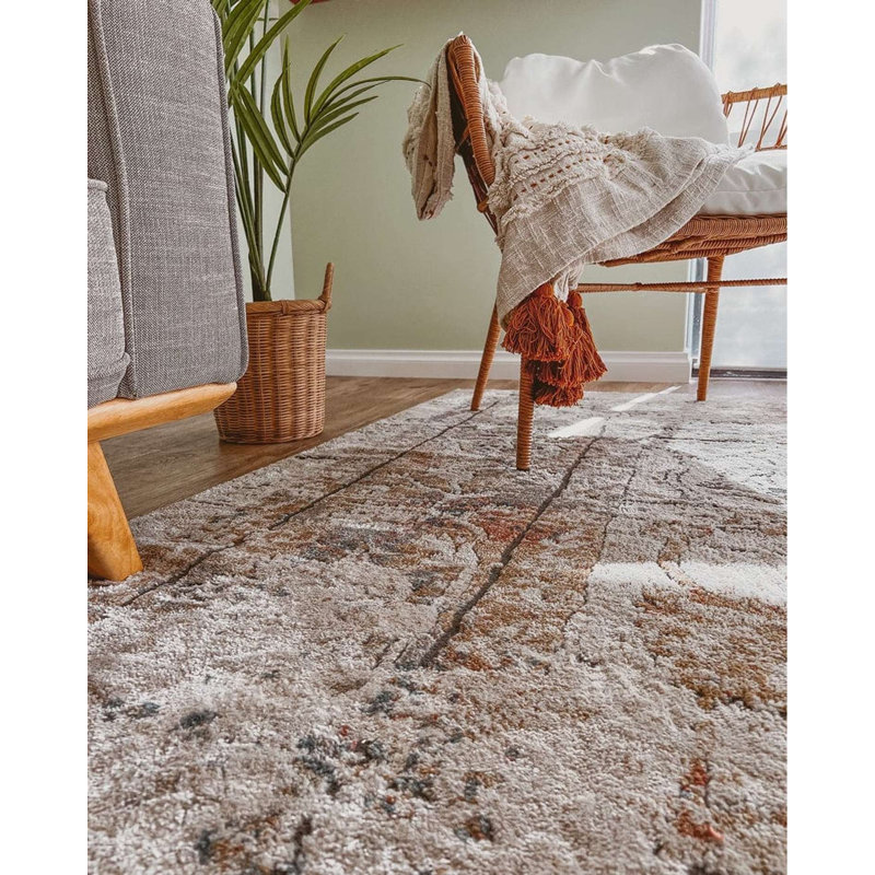 Tapis floral en polypropylène tissé à la machine Brixxon, Rectangle 5 pi x 8 pi