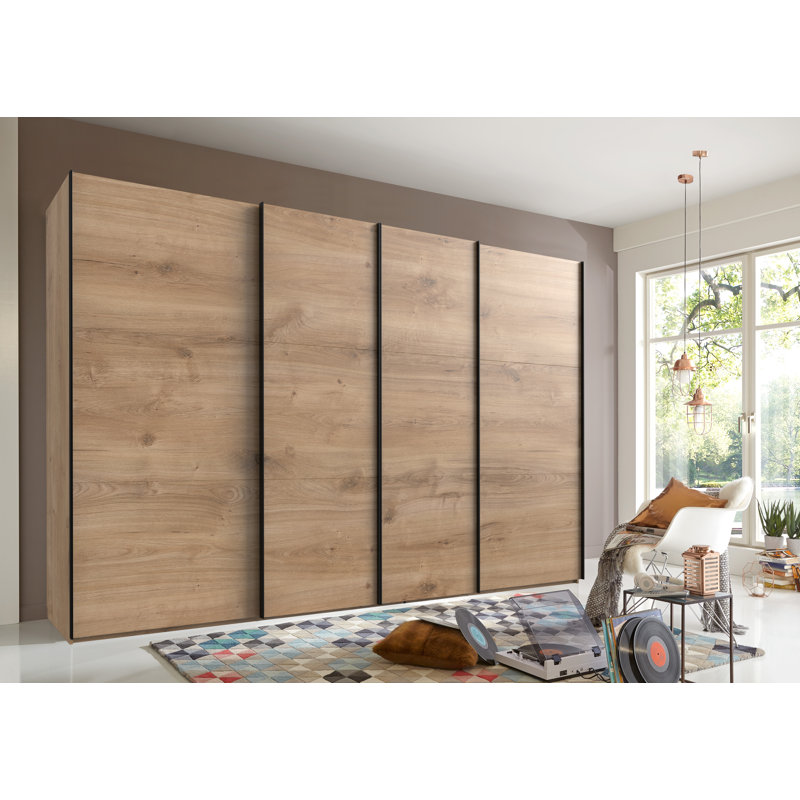 Guardino 4 Door Wardrobe, 216cm H x 350cm W x 65cm D, Plank Oak