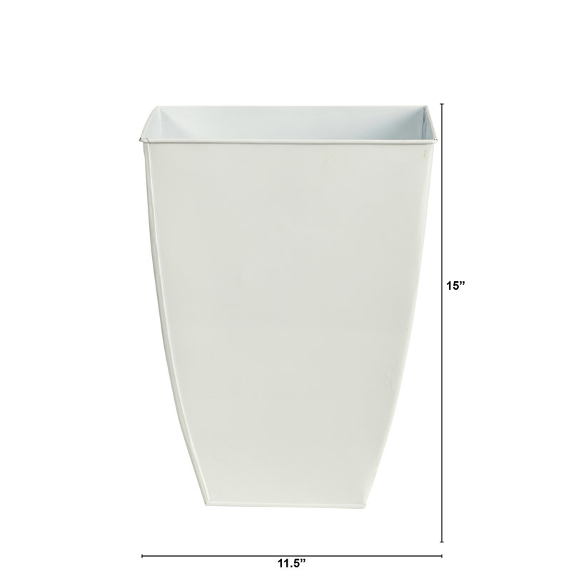 15 po Jardinière carrée en étain, Blanc