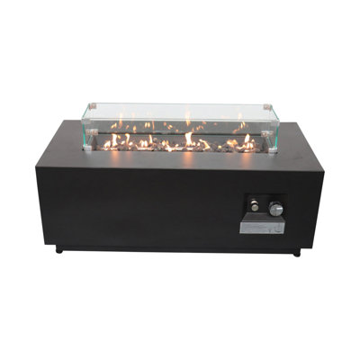 16" H X 42" W Steel Outdoor Fire Pit Table With Cover
