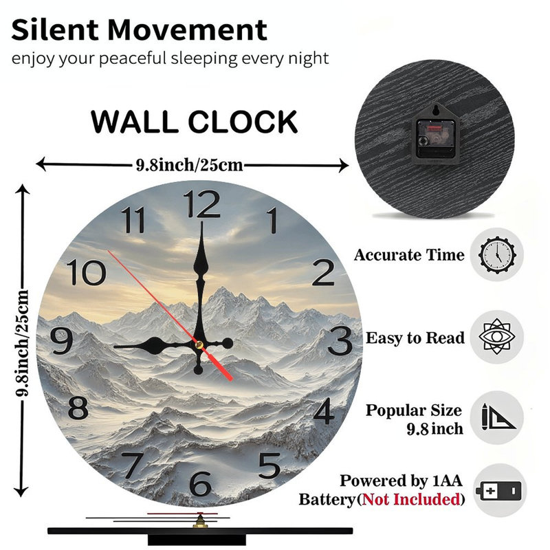 Horloge murale Snowy Mountain