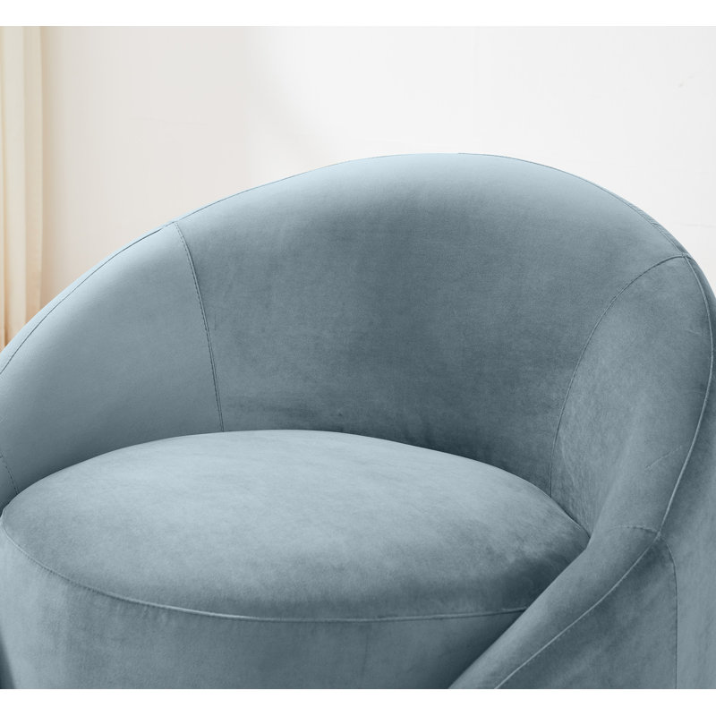 Fauteuil demi-tonneau pivotant de 34,25 po Blaklee, Velours bleu